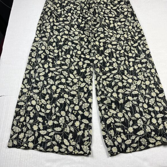 ZARA Wide Leg Pants Floral Elastic High Waisted Flowy Semi Sheer Pockets SMALL - Picture 2 of 13